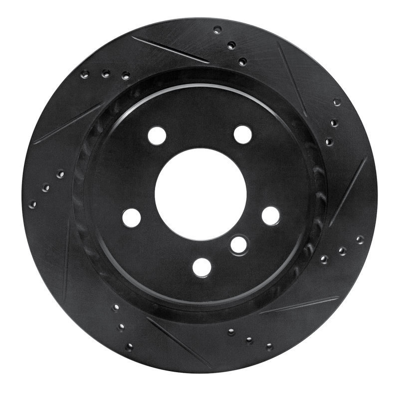 BMW Z3 Brake Rotor (1) - Rear - R1 Concepts - Drilled & Slotted - Black - `95-`02